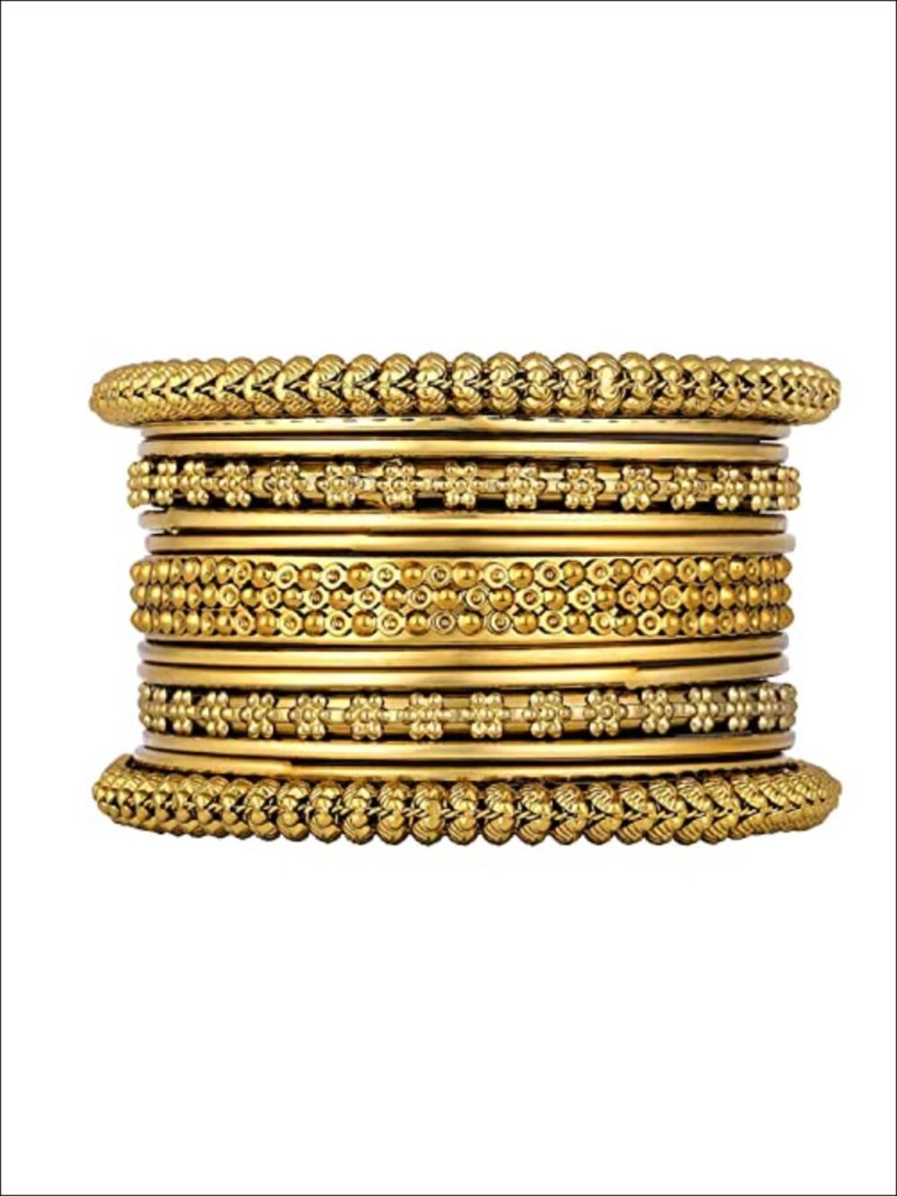 Gold Plated 2.6 Inch Metal Bangle Bracelets Ethnic Faux Pearl Crystal